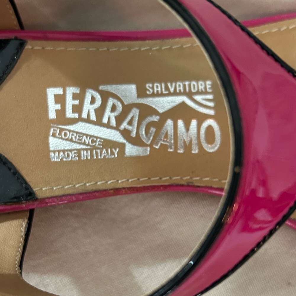 Salvatore Ferragamo Pantent Color Block Sandals - Picture 6 of 9